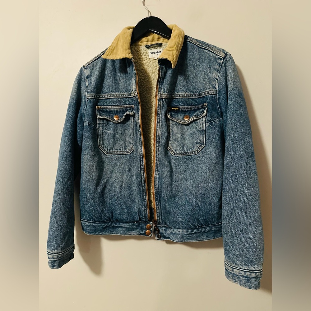 Wrangler Blue Denim Jacket with Tan Collar